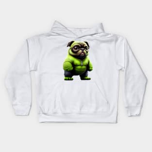 Green Pug Mutant - Angry Superhero Pug T-Shirt Design Kids Hoodie